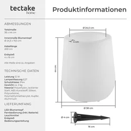 Tectake Luminous Courve Pot 38 x 44 cm Weiß