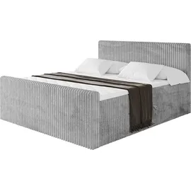 altdecor Boxspringbett mit Fußteil - TOLO-Z 160x200 Cord - Hellgrau - Komplett-Set mit Bonell-Federkernmatratze und Topper, Polsterbett mit H3 Mat... - Hellgrau
