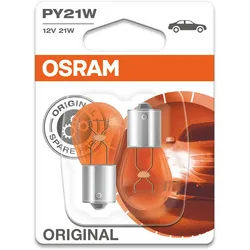 OSRAM Original PY21W 12V Doppelblister Glühlampe, Rückfahrleuchte,Glühlampe, Positions-/Begrenzungsleuchte,Glühlampe, Bremsleuchte,Glühlampe, Blinkleu