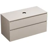 burgbad Lin20 Waschtischunterschrank mit Konsolenplatte 120 cm, 2 Auszüge, Beckenausschnitt mittig, Badmöbel,