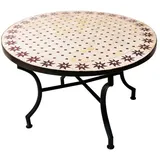 Marrakesch Orient & Mediterran Interior Gartentisch Mediterraner Mosaiktisch Soleil Natur/ Bordaux, 100cm, 45cm hoch (2-St), Handarbeit beige 0 cm x 45 cm x 0 cm