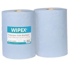 Wipex 2er-Pack Papier-Putztuchrolle »BlueTech« blau 3-lagig 38 x 36 cm (2 x 500 Blatt) blau, 38 cm