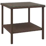 vidaXL Beistelltisch Braun 45x45x45 cm Poly Rattan und Hartglas