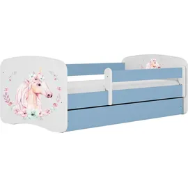 raumhirsch furniture Kinderbett mit Motiv Pferd 80 x 180 cm Holzwerkstoff blau