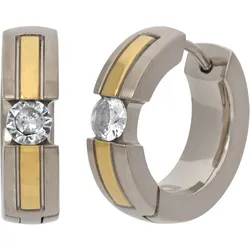 Paar Creolen TITANIA "Ohrringe", silber (silbergoldfarben), Ohrringe, Damen, Titan