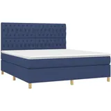 vidaXL Boxspringbett mit Matratze Blau 180x200 cm Stoff