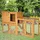 PawHut Kaninchenstall mit herausnehmbarer Bodenwanne und Rampe 141 x 60 x 86 cm orange