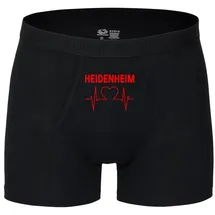 multifanshop Heidenheim Herzschlag Boxershorts Schwarz / Rot L 2er Pack