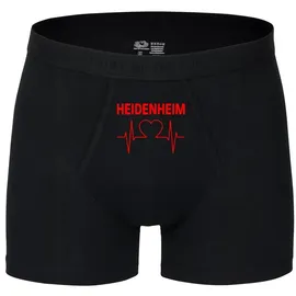 multifanshop Heidenheim Herzschlag Boxershorts Schwarz / Rot L 2er Pack