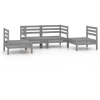 vidaXL 4-tlg Garten-Lounge-Set Grau Kiefer Massivholz