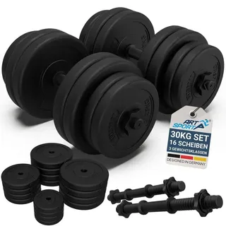 ArtSport Hantelset 30 kg Kurzhantel Set schwarz