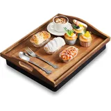 Knietablett aus Bambus mit abnehmbarem Kissen, 42 x 33 cm, Knietablett mit Griffen, für Erwachsene, zum Essen in der Liege, Frühstück, Einweihungsgeschenk, Braun, 1 Stück