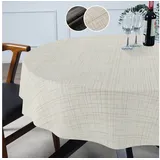 ANRO Tischdecke mit feiner Veredelung und Beschichtung Tischwäsche Stoff-Tischdecke (Einzelstück 1-tlg), Premium TEFLON und 2-Fache Acryl Beschichtung beige Rund | Ø 120 cm x 120 cm x 120 cm