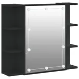 vidaXL Spiegelschrank mit LED Schwarz 70x16,5x60 cm