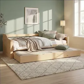 Homestyle4u Kinderbett Ausziehbett 90 x 200 cm Kiefer massiv braun