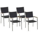 Beliani Gartenstuhl, Schwarz, Silber, Kunststoff, 4-Sitzer, 55x87x58 cm, Gartenmöbel, Gartenstühle, Gartenstühle