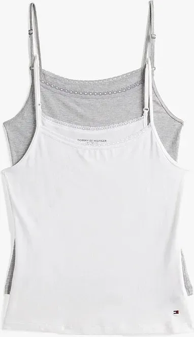 Tommy Hilfiger T-Shirts Premium Essentiell 2er-Pack Weiß/Grau Heather SM