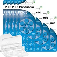 120x Panasonic Hörgerätebatterien PR675 blau (20x 6er Blister) + Transportbox