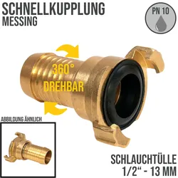 1/2 13 mm  Messing Schlauch Schnell Kupplung Tülle drehbar (GEKA kompatibel) - ..."