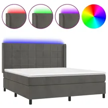 vidaXL Boxspringbett mit Matratze & LED Dunkelgrau 160x200 cm Samt