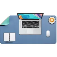 DOBAOJIA Mausepad XL, Große Mausmat, Laptop-Schreibtischmatte, Schreibtischunterlage, Büro Schreibtisch Pad, Schreibblock, Doppelseitige Verwendung PU Leder Wasserdicht, 80 x 40cm Stahlblau/Grün