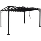 Mendler Pergola HWC-L40, Garten Lamellen-Pavillon Terrassenüberdachung, 8cm-Alu-Gestell Stoff/Textil, 3x4m anthrazit