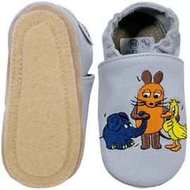 HOBEA-Germany Kitaschuhe Maus, Elefant und Ente grau 20/21 - 18 Monate) Kautschuksohle