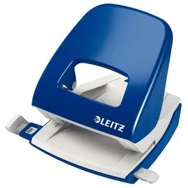 Leitz Büro Locher aus Metall, Für 30 Blatt, Anschlagschiene mit Formatangaben, Ergonomisches Design, blau, 50086035