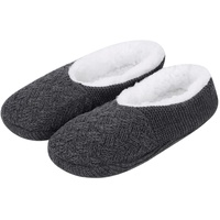 Strickhausschuhe Damen Indoor Schuhe Plüsch Bettschuhe Weiche Stoppersocken Ballerina Kuschelsocken Stricken Winterhausschuhe Rutschfeste Slipper Fuß Warme Plüschhausschuhe Weihnacht Geschenk - 40/41 EU