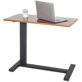 FATIVO Computertisch mit Rollen, Mobiler Betttisch mit Druckluftstange, 80 x 40 x 89.5 cm, Sofatisch Pflege- und Krankentisch, höhenverstellbar braun