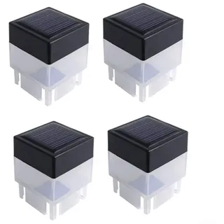 Solar-LED-Säulenleuchten, 4 Stück, wasserdicht, für den Außenbereich, Pfostenkappen-Lampen für Zaun, Deck, Treppe, Dual-Beleuchtungsmodi, einfache Installation, ABS, kompakt, 7 x 7 x 5 cm, für Garten