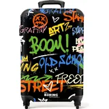 NoBoringSuitcases.com Handgepäck Koffer 55x35x20 cm 36L, Bunte Graffiti-Drucke: Schwarz - Bunt, Reisekoffer, mit Rollen,