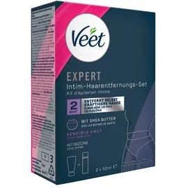 Veet EXPERT Intim-Haarentfernungs-Set, Intim-Haarentfernungscreme + Multi-Benefit Schaum, 100ml