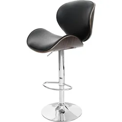 Mendler Barhocker Foxrock, Barstuhl, Holz Bugholz Retro-Design ~ grau, Kunstleder schwarz