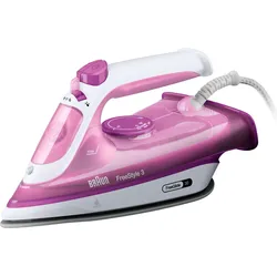 BRAUN Dampfbügeleisen "Braun FreeStyle 3 FI 3124 PU Dampfbügeleisen Weiß/Lila", bunt (weiß, lila), B:12cm H:14cm T:29cm, Bügeleisen