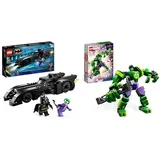 LEGO 76224 DC Batmobile: Batman verfolgt den Joker Set & 76241 Marvel Hulk Mech, Action-Figur des Avengers Superhelden, sammelbares Spielzeug zum Bauen für Jungen und Mädchen ab 6 Jahren