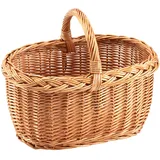 Kobolo Einkaufskorb geflochten Weidenkorb Transportkorb Korb mit Henkel Braun