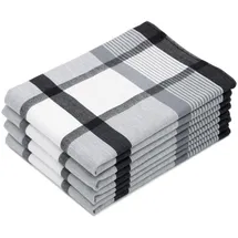 ZOLLNER Geschirrtuch Karoline 50 x 70 cm, 100% Baumwolle, schwarz-weiß, kariert, 4 Stück