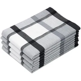 ZOLLNER Geschirrtuch Karoline 50 x 70 cm, 100% Baumwolle, schwarz-weiß, kariert, 4 Stück