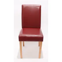 Mendler 2er-Set Esszimmerstuhl Stuhl Küchenstuhl Littau Leder, rot, helle Beine
