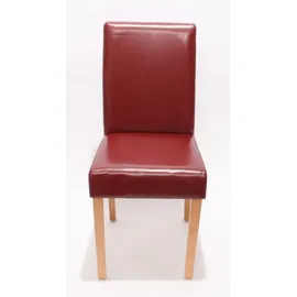 Mendler 2er-Set Esszimmerstuhl Stuhl Küchenstuhl Littau Leder, rot, helle Beine
