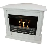 Gelkamin Ethanolkamin Kaminofen Eckkamin Apollo inkl. Zubehör Set + Sicherheitsglas - Granit Hell