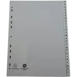 Exacompta 1726E 20x Register A4 aus Recycling-PP grau 120μ mit bedruckten Taben A-Z, 26 Positionen - Grau