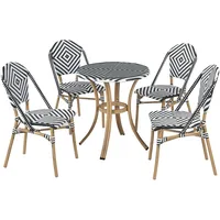 Elegantes Gartenset 4- Sitzer mit rundem Couchtisch Rattan schwarz/weiß Rifreddo