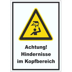 Achtung Hindernisse im Kopfbereich Aufkleber A4 (210x297mm)