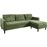Riess Ambiente Retro Ecksofa Stockholm - 220cm - grün Cordstoff - Federkern 3-Sitzer Couch