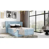 Polsterbett ZOJA – 180x200, hellblau + GRATIS Matratzenauflage - Blau