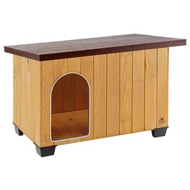 Ferplast Hundehütte Baita 80, Hundehaus aus Kiefernholz, 95,5x65x65,5cm