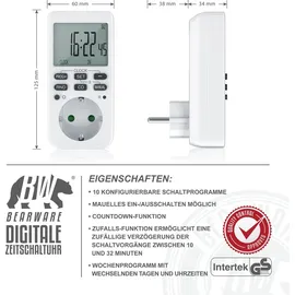 Bearware Zeitschaltuhr programmierbar mit LCD Display Steckdosen Timer / max 3680W