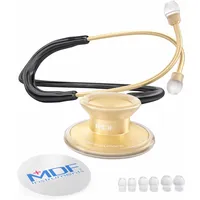 MDF Instruments, Acoustica Leichtes Stethoskop für Ärzte, Krankenschwestern, Studenten, häusliche Pflege, Erwachsene, Doppelkopf, Gratis Teile, MDF747XP-K11, gold | Schwarz